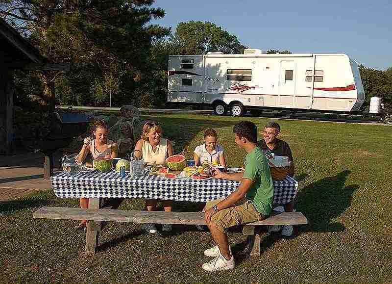 Picnic Outside Travel Trailer