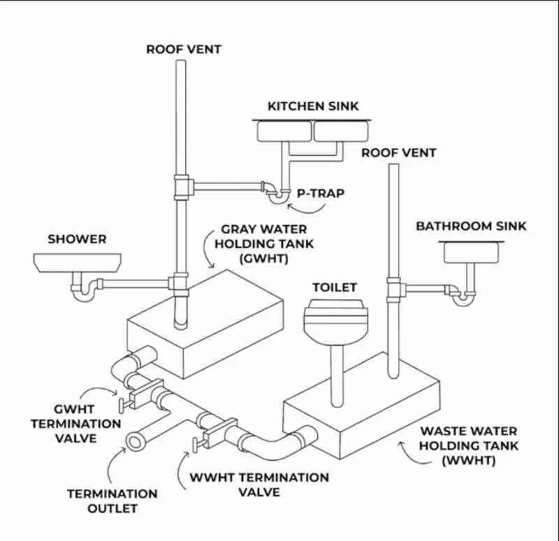 rv plumbing - wastewater system