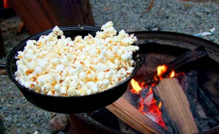 popcorn on a campfire