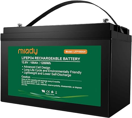 Miady 12V 100Ah LiFePO4 Battery