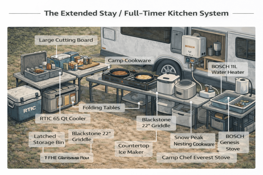 Camp Cooking Gear Essentials - Recommended Camp Kitchen Setups – Recommended Gear &Amp; Resources - Chapter 12 4 extended stay full timer kitchen system