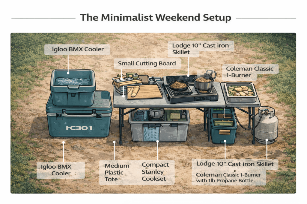 Camp Cooking Gear Essentials - Recommended Camp Kitchen Setups – Recommended Gear &Amp; Resources - Chapter 12 1 minimalist weekend setup