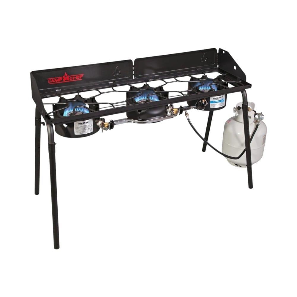 Camp Cooking Gear Essentials - Recommended Camp Kitchen Setups – Recommended Gear &Amp; Resources - Chapter 12 23 camp chef explorer 3-burner stove in camp kitchen loadouts