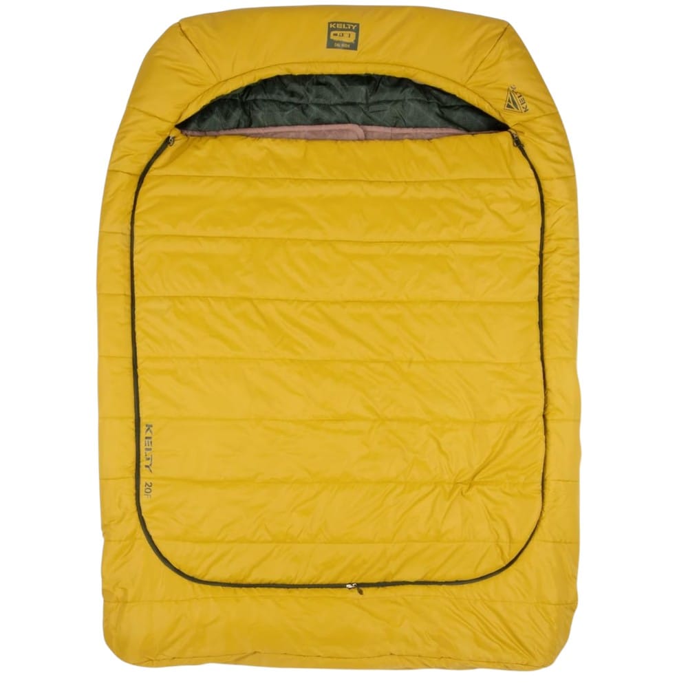 camping sleep setup by budget kelty tru comfort doublewide 20 degree sleeping bag