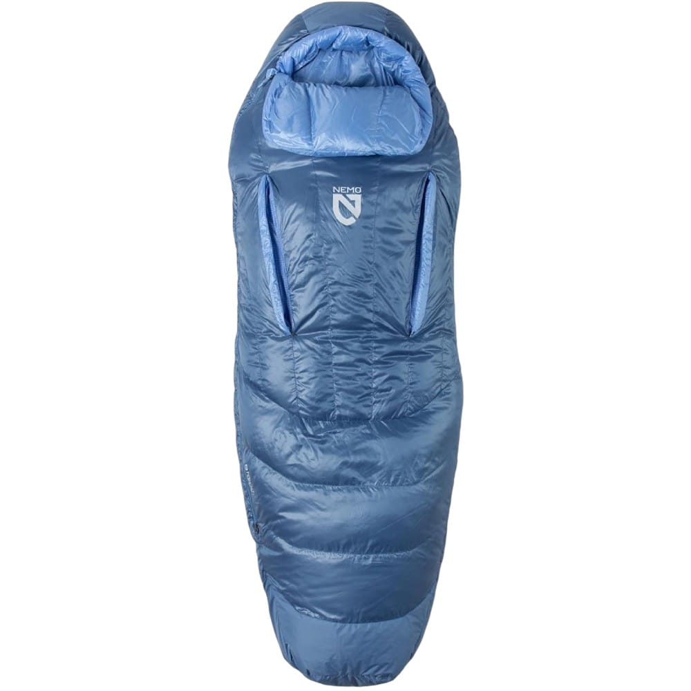 camping sleep setup by budget nemo disco endless promise sleeping bag